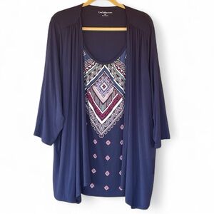 Croft & Barrow Women's Navy Open-Front Cardigan New with Tags Plus size 2X